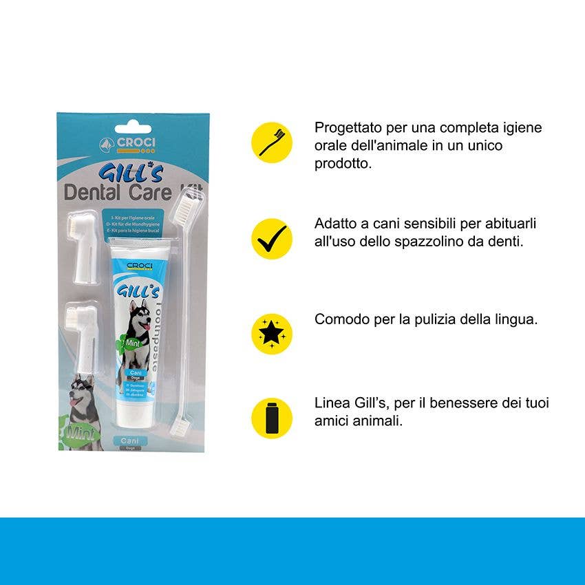 Kit Gill's Dental Care – Dentifrice & brosses pour chiens – Croci