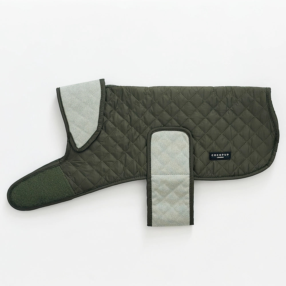 Manteau matelassé de luxe pour chien – Kaki Campagne | Cocker Spaniel