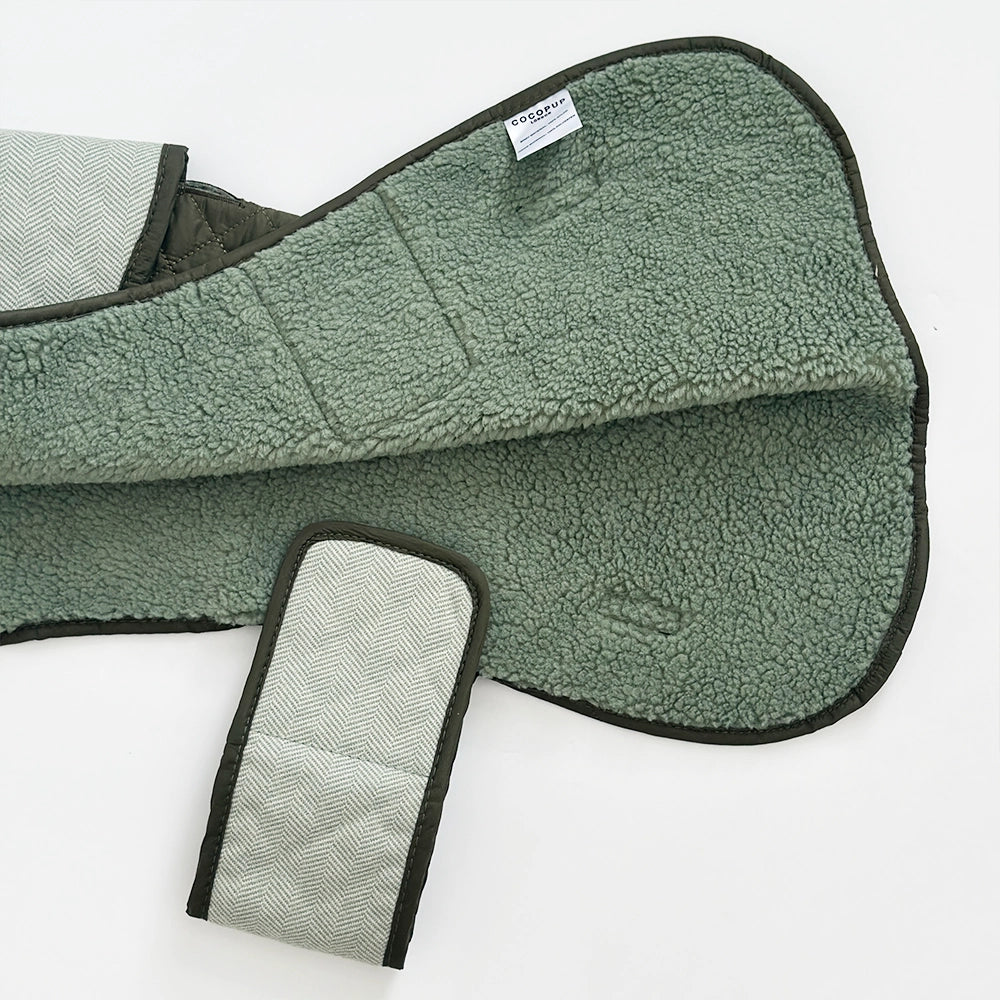 Manteau matelassé de luxe pour chien – Kaki Campagne | Cocker Spaniel